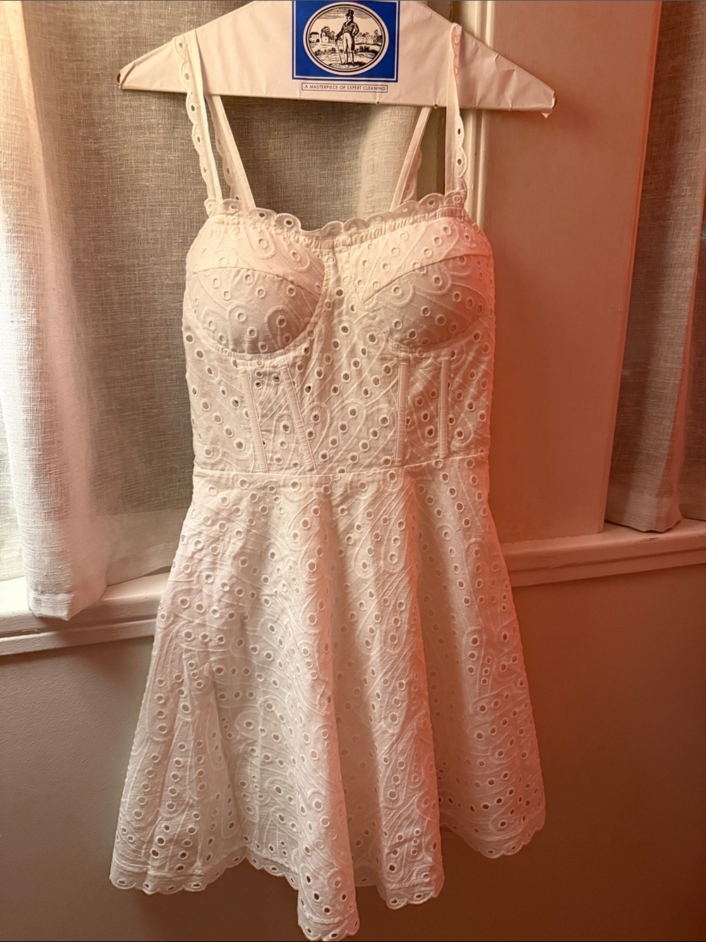 White Lace Eyelet Mini Dress Size S